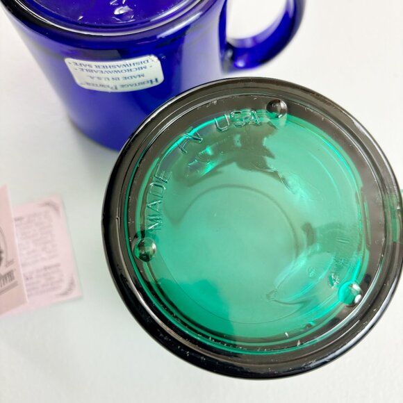 HERITAGE PEWTER Eagle Coffee Mugs Set Of 2 Glass Jade Cobalt Patriotic Woodland - Picture 15 of 15